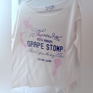 Wildfox Cream and Pink Graphic short Sleeve Top